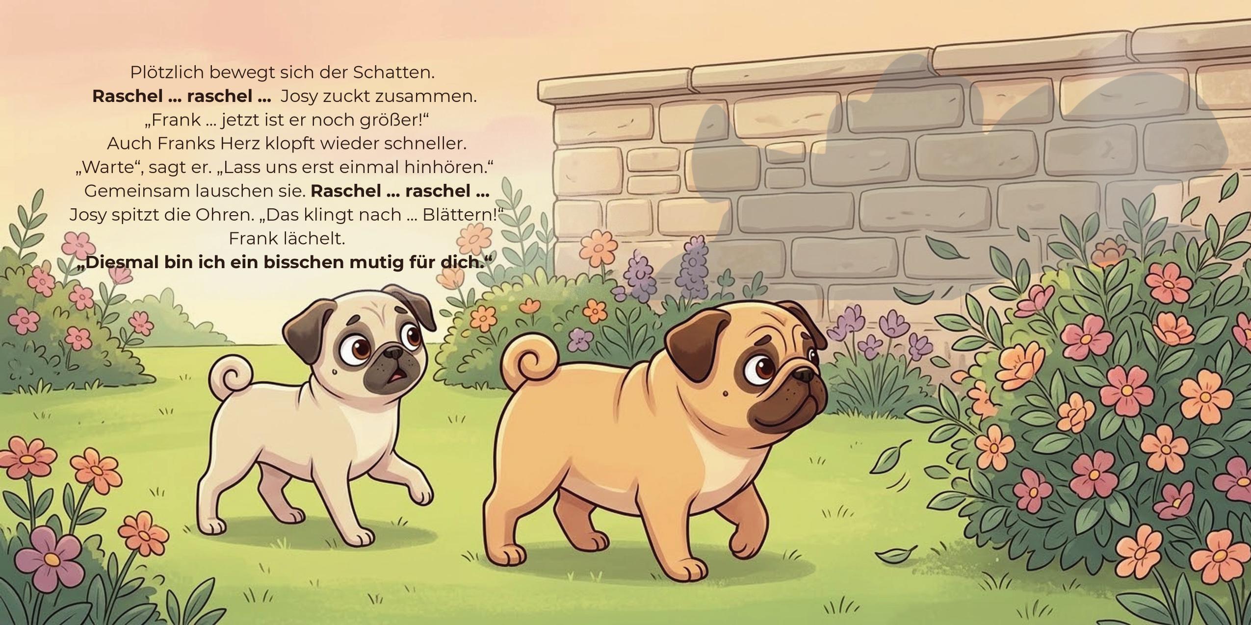 Doppelseite aus «Das Mut-Abenteuer» mit Josy und Frank